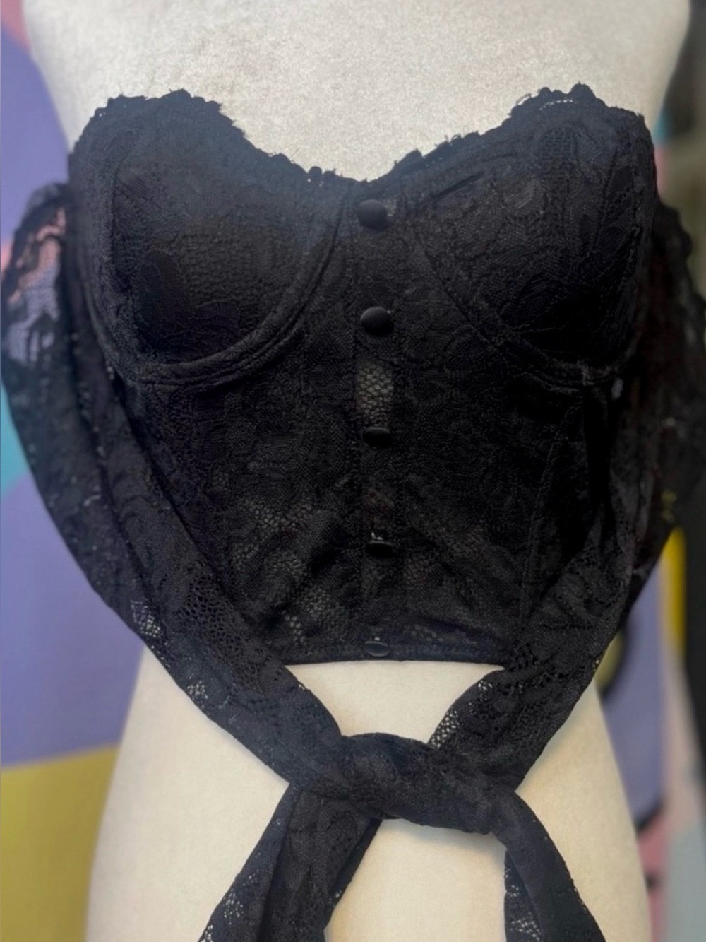 Dolls Kill, Black Lace Corset Top, Long Sleeve, Off The Shoulder Top